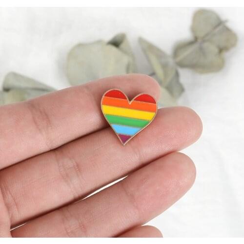 Rainbow Heart Enamel pins Gay Pride Pin LGBT Pin Badge Awareness Brooches Heart Jewelry for Men Women Unisex