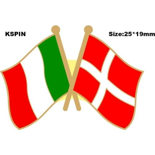 Italy & Denmark Friendship Flag Lapel Pin Friendship Flag Badge Flag pin