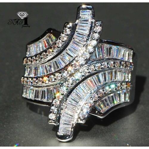 YaYI Fine Jewelry Fashion Princess Claw Set Cut White Cubic Zirconia Silver Color Engagement Wedding Party Lovers Gift Rings