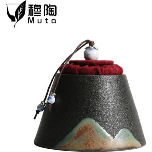 Ceramic Tea Caddy Moisture-Proof Kitchen Food Sealed Storage Tank Portable Travel Packaging Gift Box Canister Spice Jar small