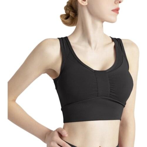 Summer Tank Tops Shockproof Gathered Bras Women Fitness Sports Sexy Lingerie Underwear