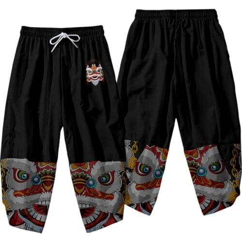 Summer National Tide Hip-hop Casual Pants Yellow-green Flame Trend Nine-point Pants Trend Loose Casual Pants