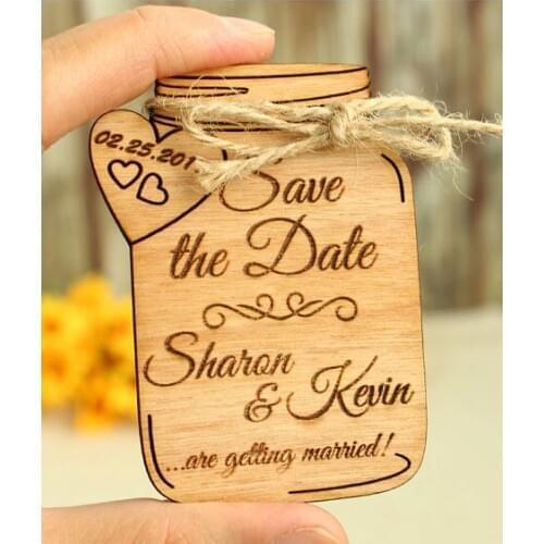 Mason Jar save the date magnets Wood rustic Wedding napkin ties New Year gift Favor tags Labels party bridal shower decor insert