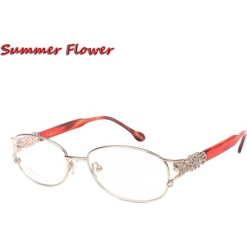 Chashma Fashion Pure Titanium Frame Lentes Opticos Gafas Top Quality Titanium Frames Light Eyeglasses Rhinestone Glasses Women