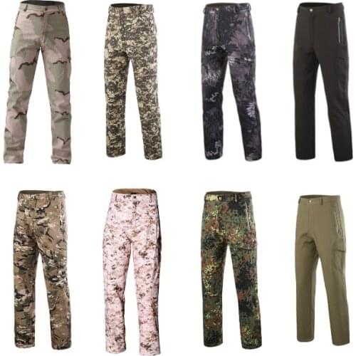 Mens Outdoor Sports Hiking Climbing Hunting Shark Skin Pants Soft Shell Fleece Warm Trousers Military Army Waterproof Windproof
