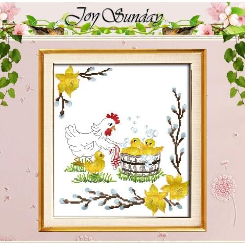 The chicken to take a bath Counted Cross Stitch 11CT 14CT Cross Stitch Set Wholesale Cross-stitch Kit Embroidery Needlework