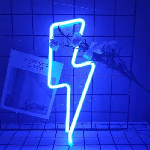 Lightning Night Light LED Neon Signs Shaped Decorative Table Lamp USB Battery Powered for Home Christmas Birthday Wedding Party