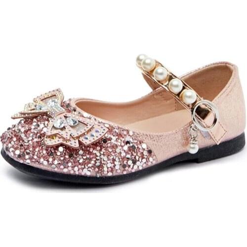 2021 Spring New Girls Princess Shoes Rhinestone Childrens Single Shoes Girls Crystal Kids Mary Jane Shoe
