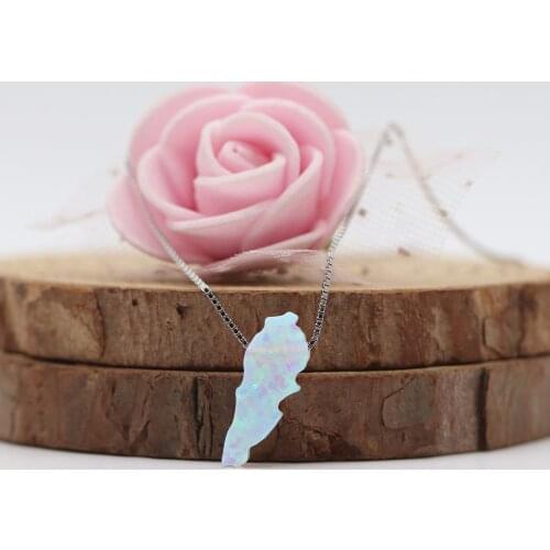 1pc 925 Sterling silver with white op16 Lebanon Map Opal Necklace Fantasy jewelry 6.7*16.7mm opal Lebanon map necklace for gift
