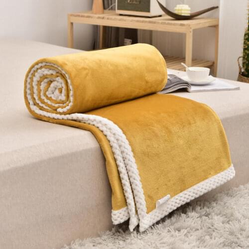 Bonenjoy Yellow Color Plaids for Sofa with White Color Blanket for Winter Soft Warm Flannel Blanket on the Bed Double Plaid Sofa
