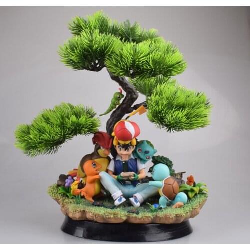 Pokemon Statue Ash Ketchum Charizard Bulbasaur PVC Action Figure Toy 250mm Pokemon Anime Game Squirtle Figurine Toys Diorama