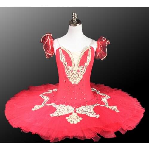 Professional Ballet Tutu Dress Adult Classical Ballet Stage Dance Costume Women red Pancake Performance Tutus Custom Made