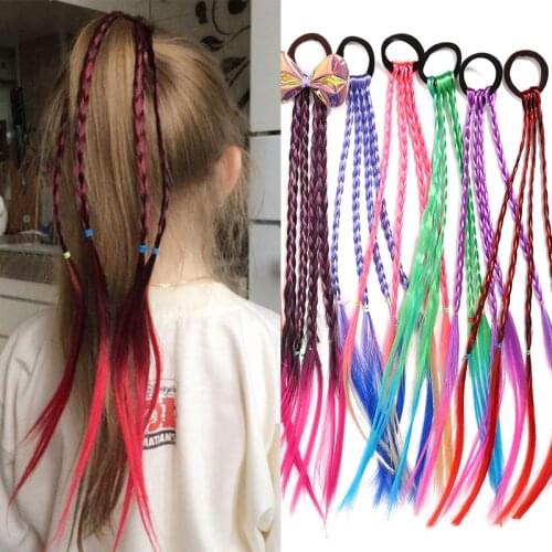 Wig Twist Braid Elastic Hair Bands For Baby Girls Cute Women Kids Ponytail Holder Rubber Rope Cosplay Hairband Hair Accessories