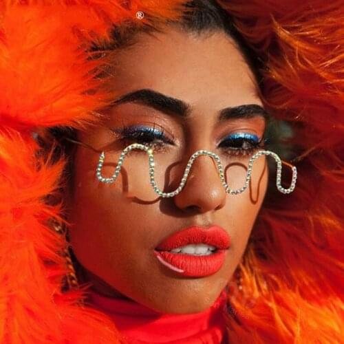 BAC CLA Luxury Fashion Diamond Eyeglasses Alloy Frame for Women Green and Red Pink Gem Lensless Chain Pendant Half Frame Glasses