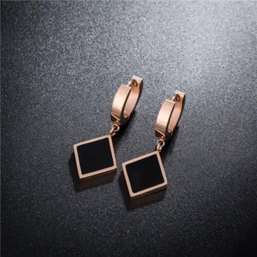 316L Stainless Steel New Fine High-end Jewelry Rose Gold Color Dangle Geometric Shape Drop Earrings For Women oorbellen Brincos