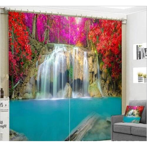 Curtains for the kitchen Maple leaves Waterfall office Bedroom living room decorate 3D Window Cortinas Drapes Rideaux pillowcase