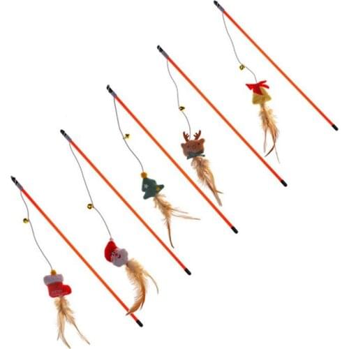 Funny Pet Fishing Rod Sound Paper Cat Teaser Wand Toy Catcher Stick Cat Interactive Toys Rod Mouse Toy for Kitten Pet Supplies