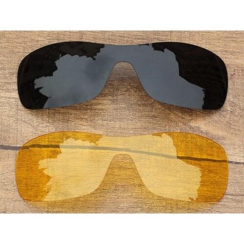 Vonxyz Two Pieces Stealth Black & Yellow Replacement Lenses for-Oakley Antix Frame