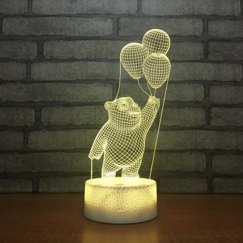 Cross Border Special Night Table Lamp Custom Gift Night light Bedroom Decoration Acrylic 3d Visual Light Bear Desk Lamp