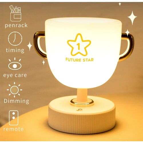Led Kids Night Light Champion Trophy Lamp Study Pen Holder Remote Control Dimmable Timing for Childrens Bedroom Bedside Lamp