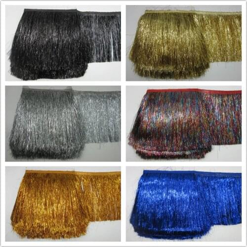 YY-tesco 1 Yards plastic Lace Tassel Fringe Lace Trim Ribbon Sew Latin Dress Stage Garment Curtain Accessories 20cm Width Diy