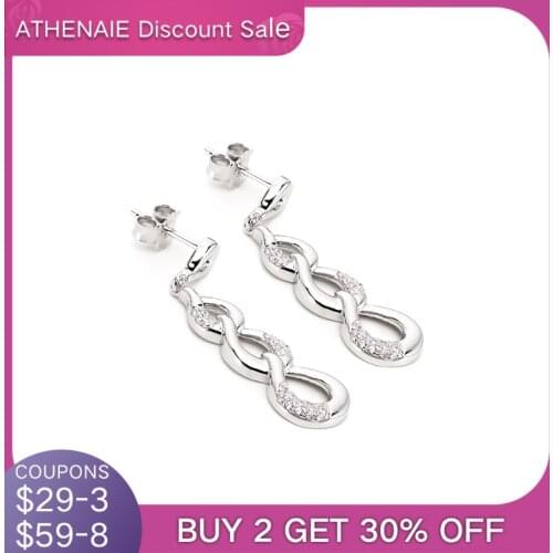 ATHENAIE 925 Sterling Silver with Clear CZ Infinite Love Drop Earrings For Women Wedding Authentic Original Jewelry Gift