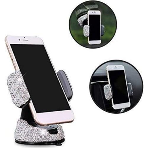 Mobile Phone Bracket With Diamonds Multifunction Windshield Vent Panel Protect Mobile Universal Car Phone Crystal Holder