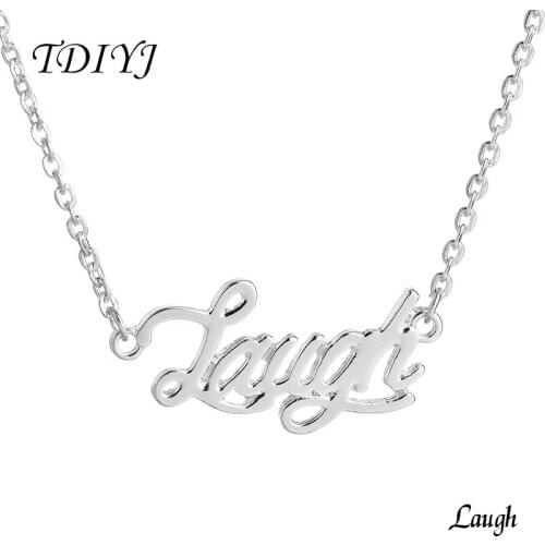 TDIYJ Fashion Simple Laugh Word Necklace 17inch Monogram Choker Collares for Women Jewelry Accessories 5Pcs