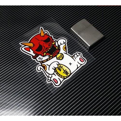1PCS Classic Cartoon Lucky Cat Maneki Neko Motorbike Racing Stickers Mask Retro Auto Car Styling Vinyl Label Decals
