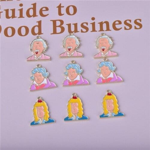 10pcs Cartoon Scientist Enamel Metal Charms Earring Bracelet DIY Jewelry Making