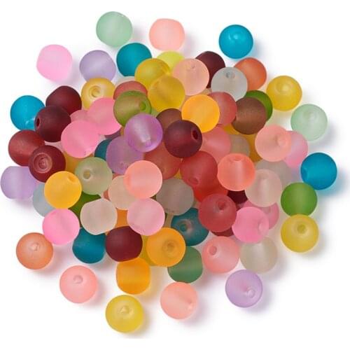 100pcs/bag Mix Color Transparent Frosted Glass Beads 4/6/ 8/10mm for jewelry DIY making necklace bracelet Accessories Decor