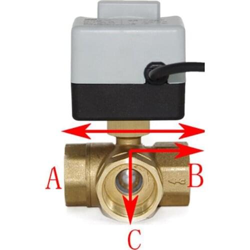 3 way motorized ball valve motorized electric ball valve 3 line two way control AC220V DN15 DN20 DN25 DN32 with Manual Switch