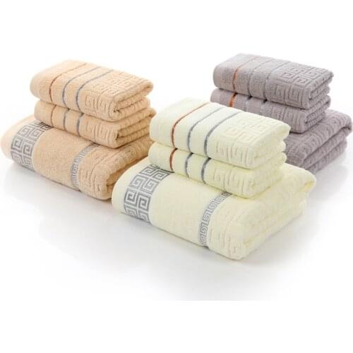 3pcs/set Plaid 100% Cotton Face Hand Bath Towel Set for Adult Bathroom Towel Sets Beach towel