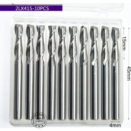 4mm*15mm,10pcs,Free shipping 2 Flutes End Mill,CNC machine milling Cutter,Solid carbide woodworking tool,PVC,MDF,Acrylic,wood