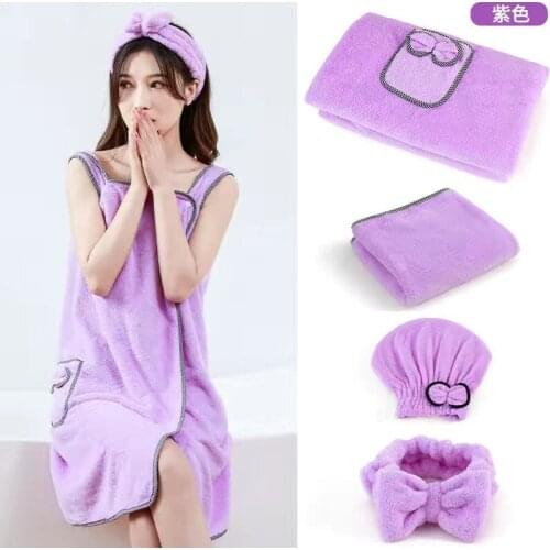 4Pcs/Set Home Textile Towel Women Robes Bath Wearable Dress Womens Lady Fast Drying Beach Spa Magical Nightwear Sleeping Towel