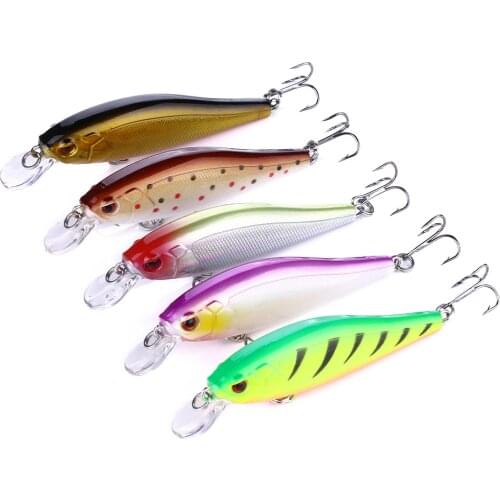 5PCS 82mm 7.5g Minnow Fishing Lure Floating Wobblers Crank Bait Carp Bass Fake Lure Lake River