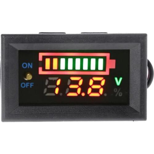 12V Car Lead Acid Battery Charge Level Indicator Battery Tester Lithium Battery Capacity Meter LED Tester Voltmeter Dual Display
