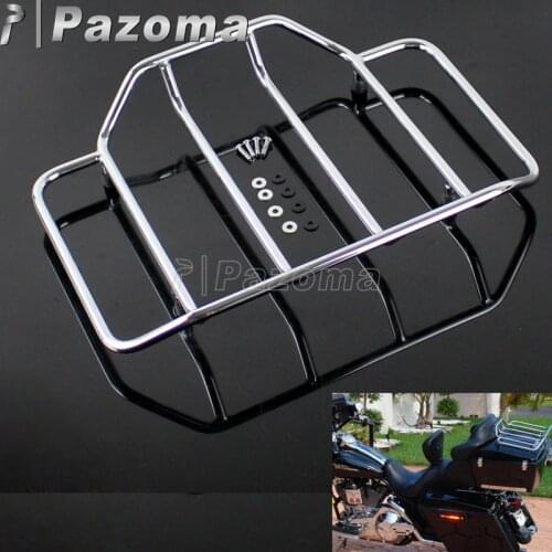 Motorcycle Chrome Tour Pak Pack Luggage Top Rack for Harley Touring Road King Street Electra Glide 1984-2017