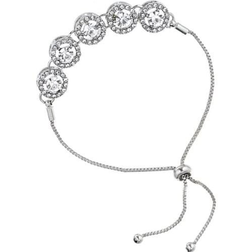 Boosbiy New Design Shiny Round Sliding Bracelet Silver Plated Link Chain Charm Bracelets For Women Fashion Jewelry Gift