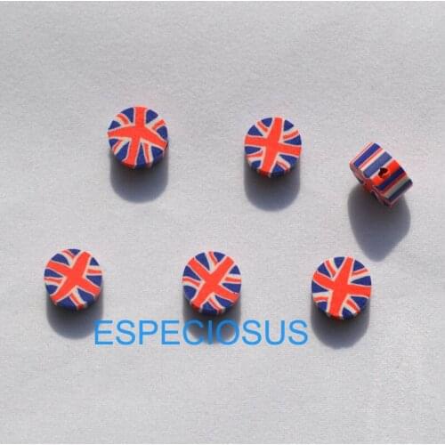 50pcs/lot DIY Jewelry Findings 10mm Polymer Clay Beads Flag Printed Bead Mix Color And Mix Design Bracelet Accessory Slices