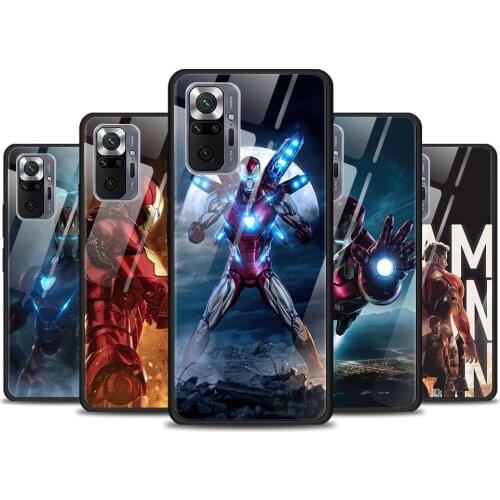 Marvel Iron Man Tempered Glass Cover For Xiaomi Redmi Note 10 10S 9 9T 9S 8T 8 9A 9C 8A 7 Pro Max Phone Case