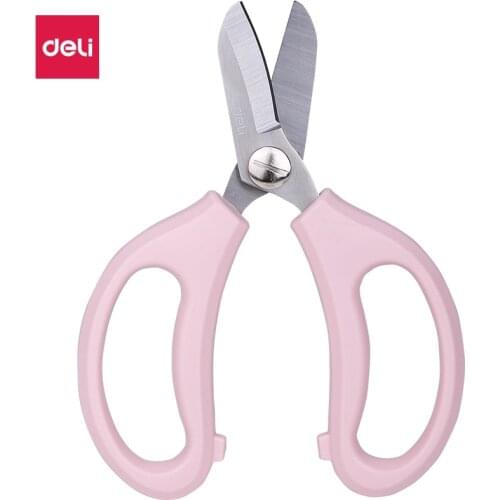 Deli Home Office Floral Scissors Potted Gardening Scissors Blue Pink 77751