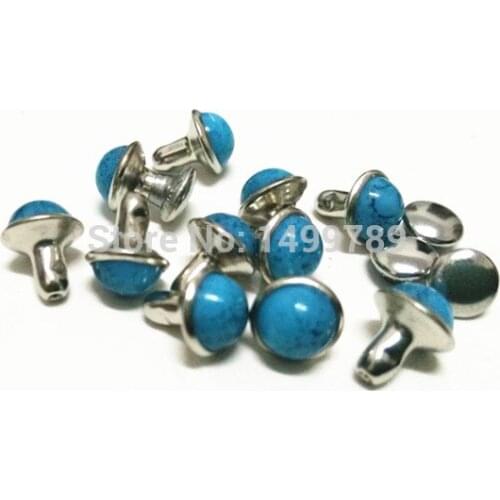 DIY100PCS 7mm Belt Bag Shoes Accessories Blue Turquoise Crack Rivets Leather Craft Punk Studs Shipping Free
