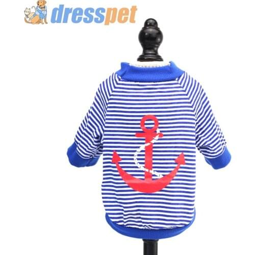 DRESSPET Pet Dog shirt For Small Dogs High Quality Navy XS-L Blue/Red Tshirt Summer Clothes Cotton Striped Vest For Chihuahua