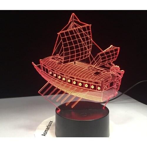 Ancient Sailing Boat 3D Night Light LED 7 Color Changing USB Bluetooth stereo Lamp Sitting Room Lights Energy-Saving Lamp