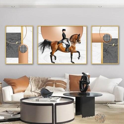 EECAMAIL Modern Luxury Living Room Diamond Painting Triptych Knight Horse Nordic Full Diamond Embroidery Cross Stitch No frame