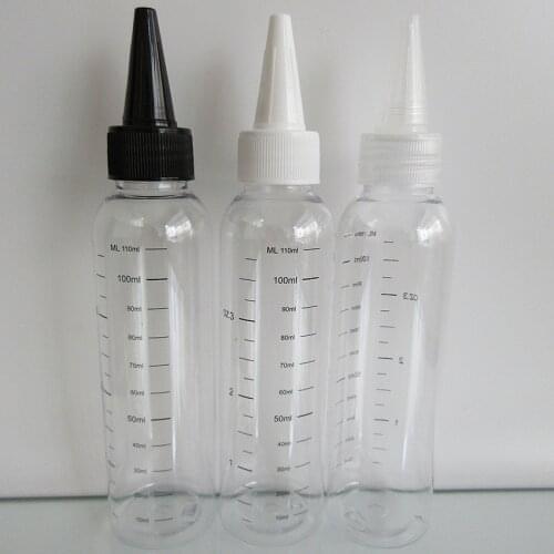100pcs120ML(110ml scale Printing)Refillable Dropper Bottle,Twist off Cap,Unicorn Bottle with Graduation,Empty plastic Bottle