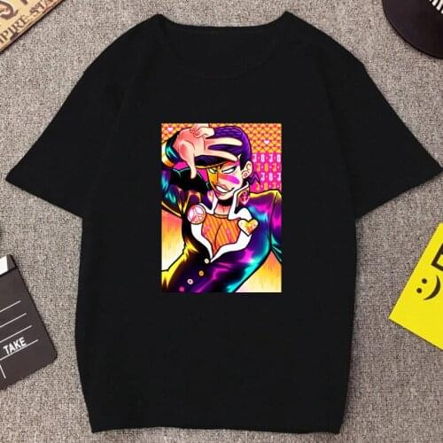 Summer Hot Sale Funny Japanese Anime JoJos Bizarre Adventure Graphic Printed T Shirt Summer Cotton Male Vogue Streetwear