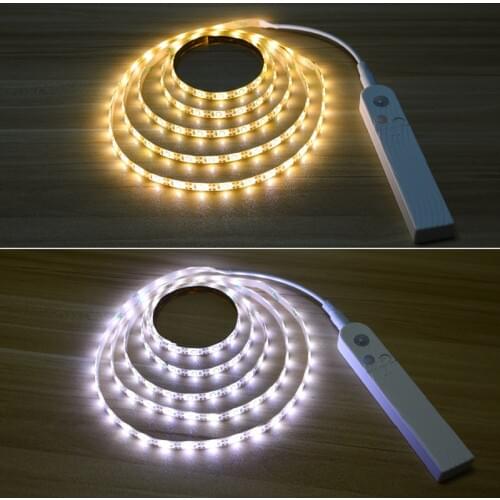Motion Sensor Flexible Led Strip Light Battery Power Operated Bed Light Rope Light Kit Tape Stair Night Step Lights For Bedroom
