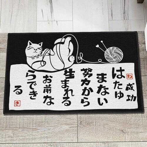 Creative Japanese black and white cartoon cat floor mat donier toilet water absorbing carpet household door ground mat footrest